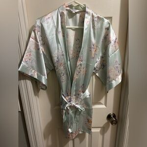 Floral Satin Kimono Robe